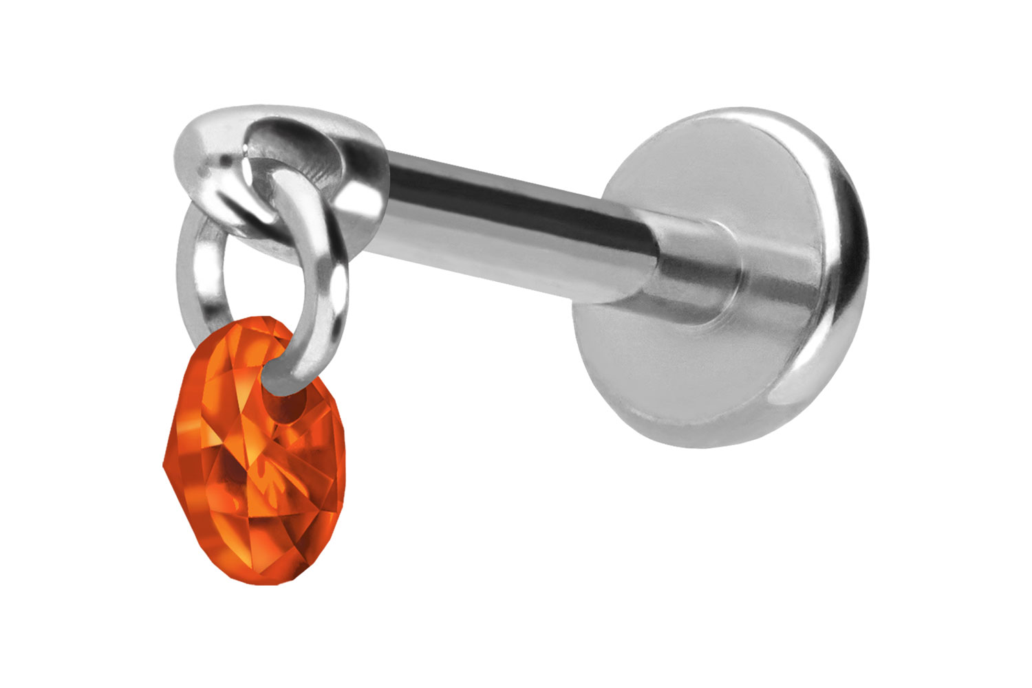 Titan Labret Piercing mit Push Fit RUNDER KRISTALL